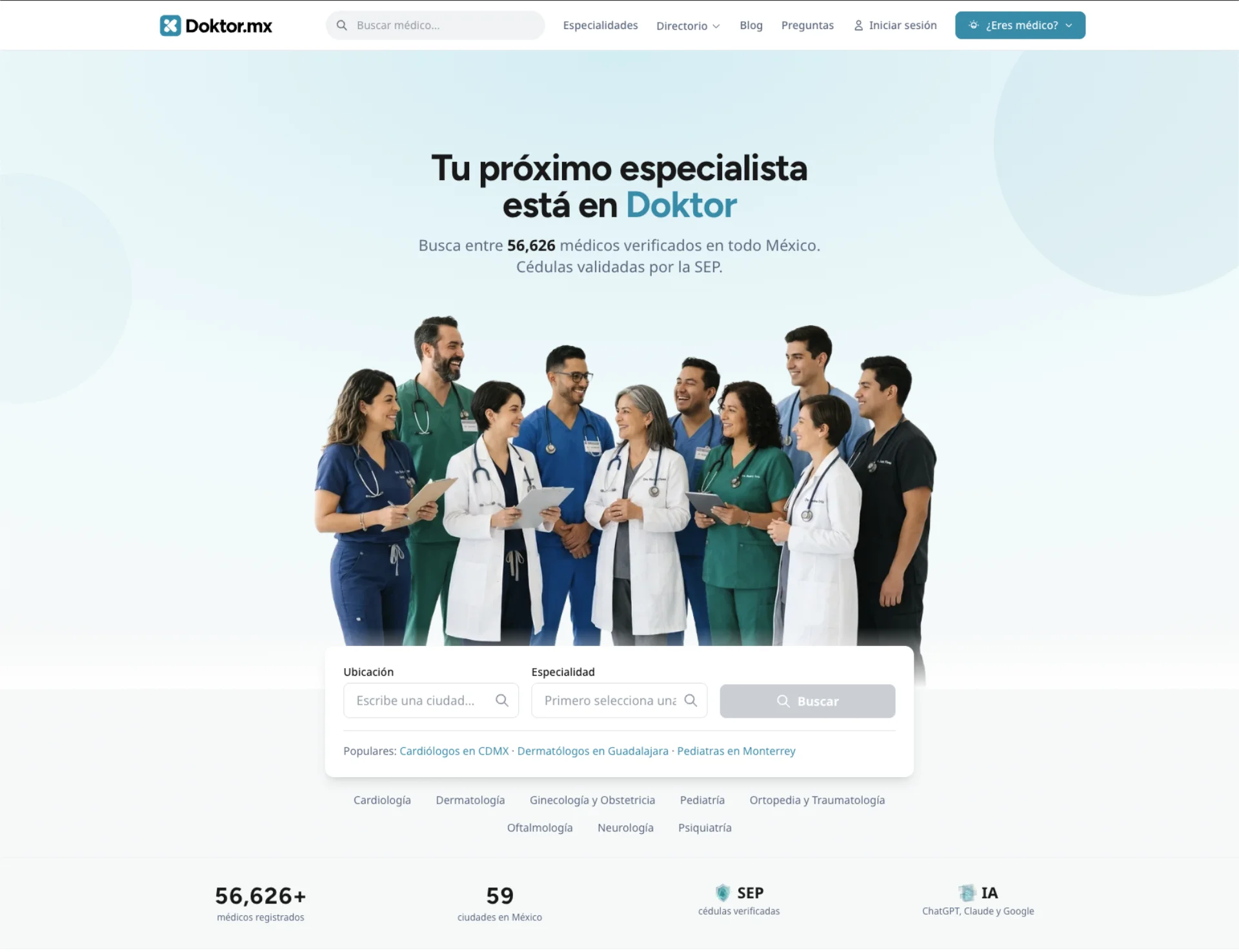 Sitio web de Doktor.mx construido por VanguardIA.