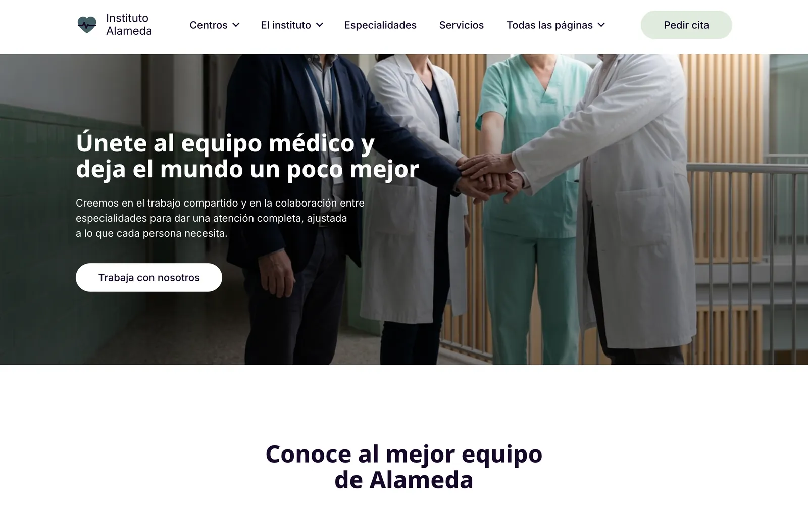 Pantalla 2 de la página de Alameda, instituto de especialidades · puebla