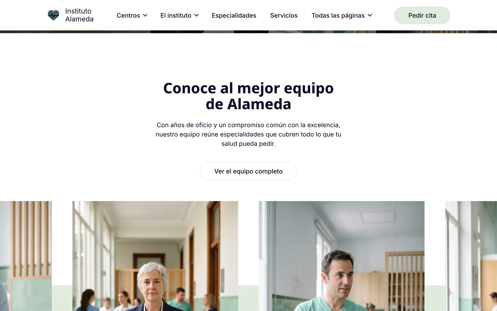 Pantalla 3 de la página de Alameda, instituto de especialidades · puebla