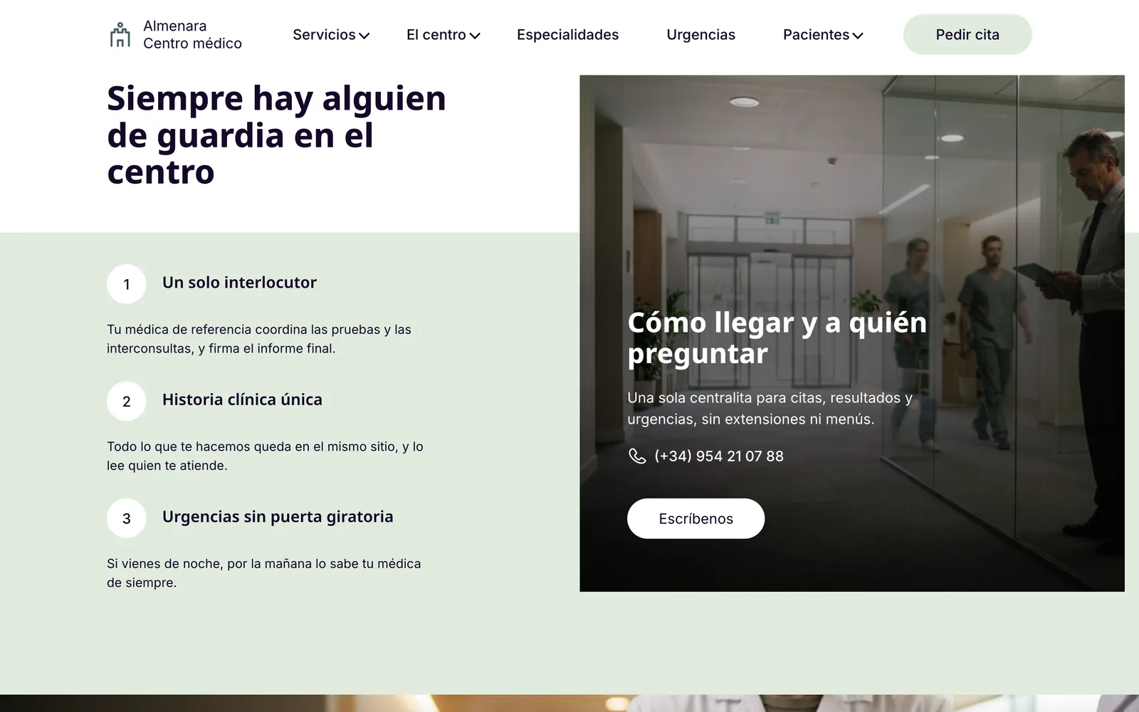 Pantalla 3 de la página de Almenara, centro de especialidades