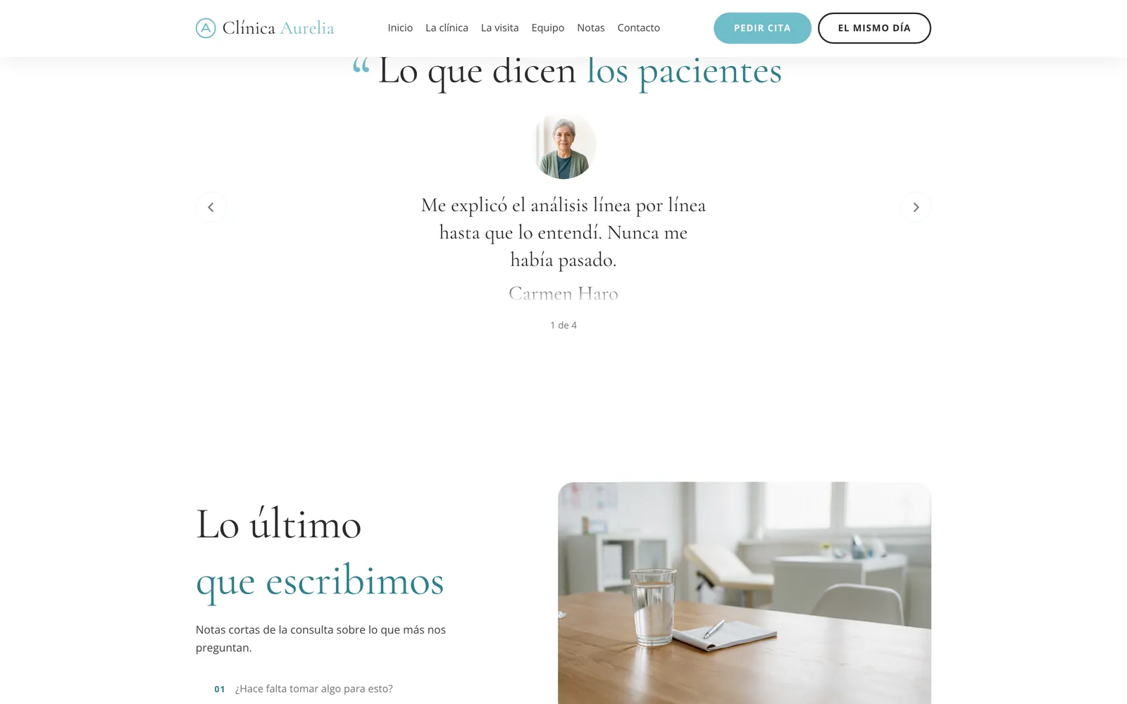 Pantalla 3 de la página de Clínica Aurelia, medicina general · guadalajara