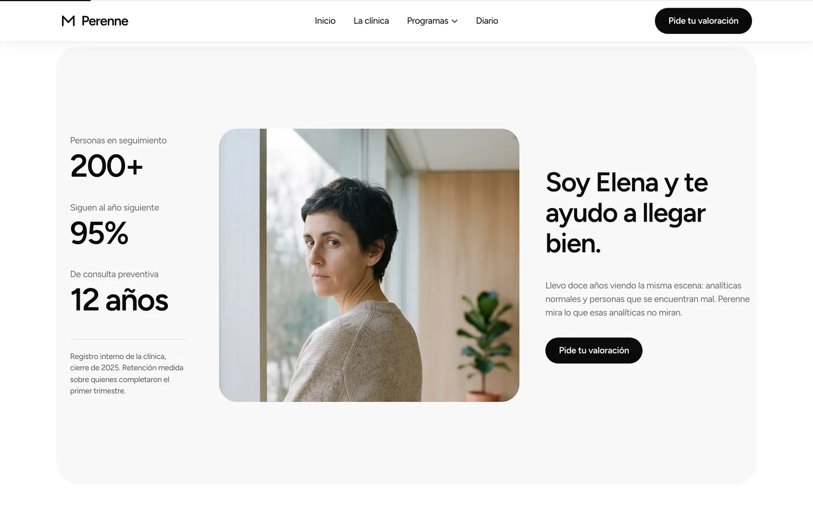 Pantalla 1 de la página de Perenne, medicina preventiva · guadalajara