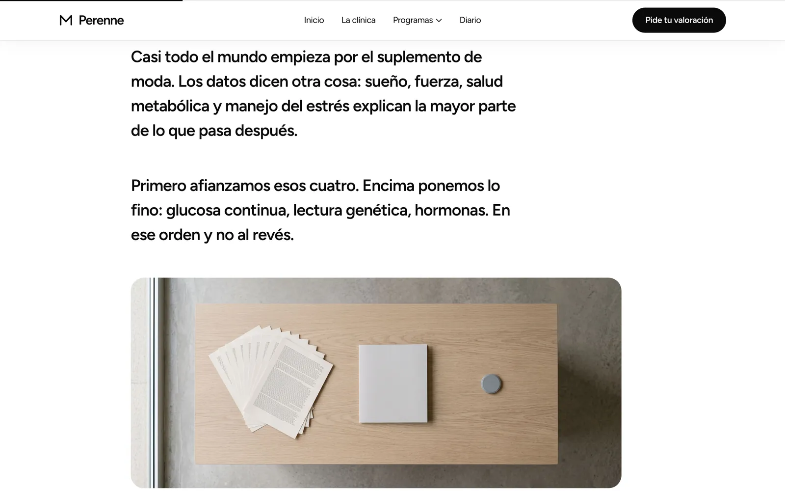 Pantalla 2 de la página de Perenne, medicina preventiva · guadalajara